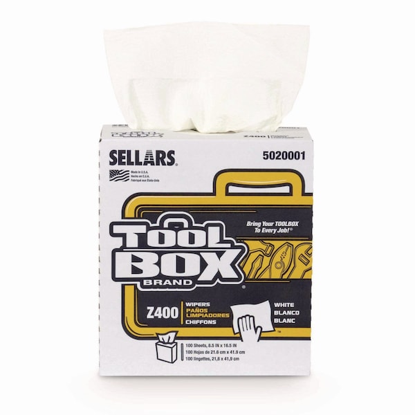 Toolbox Z400 Interfold Pop-Up Wipers, 1-Ply, 8.5 x 16.5, White, 12PK 660708502000 - main